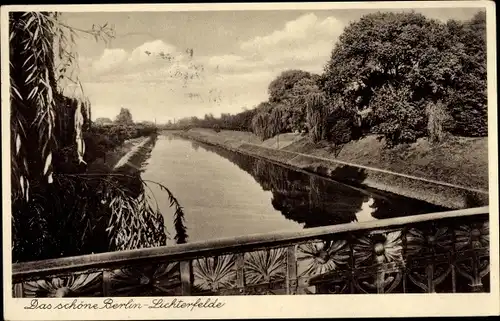 Ak Berlin Steglitz Lichterfelde, Kanal, Fluss, Brücke