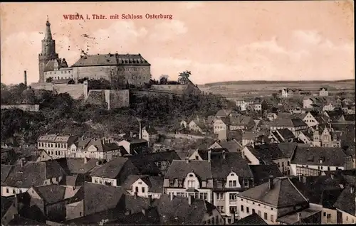 Ak Weida in Thüringen, Ortsansicht mit Schloss Osterburg