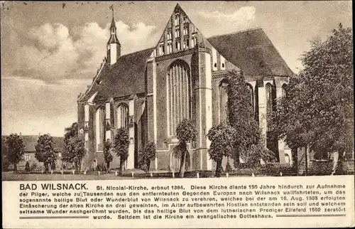 Ak Bad Wilsnack in der Prignitz, St Nicolai Kirche, Totalansicht