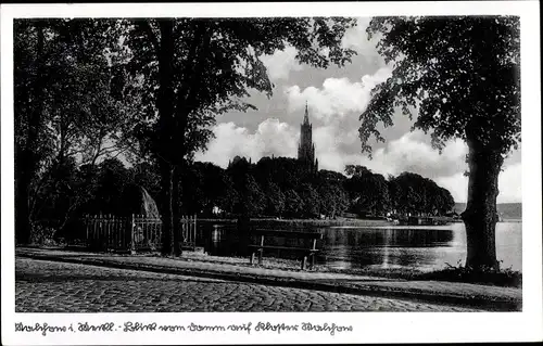 Ak Malchow in Mecklenburg, Blick vom Damm auf Kloster