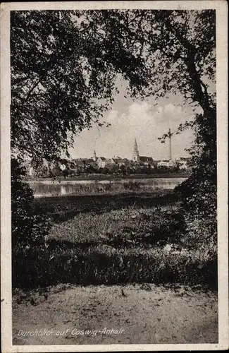 Ak Coswig in Anhalt, Durchblick auf den Ort