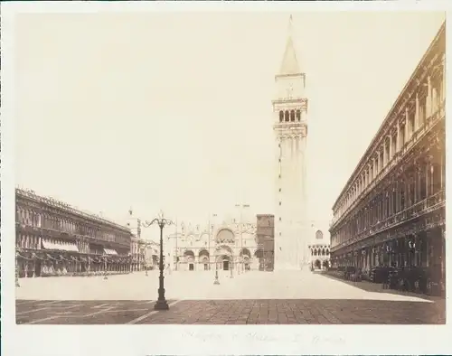 Foto Venezia Venedig Veneto, Piazza e Chiesa San Marco, Campanile, um 1860