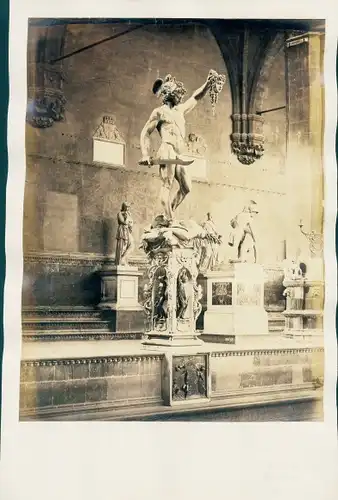 Foto Firenze Florenz Toscana, Statue Perseus mit dem Haupt der Medusa von Benvenuto Cellini, um 1860