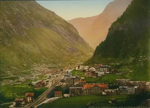 Foto Göschenen Goeschenen Kanton Uri, Blick auf den Ort, Gotthardtunnel