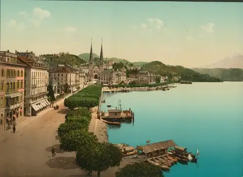 Foto Luzern Stadt Schweiz, Teilansicht mit Hafen