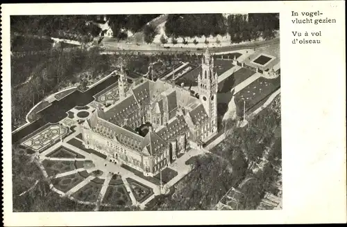 Ak La Haye Den Haag Südholland Niederlande, Le Palais de la Paix, vogelvlucht, Luftaufnahme