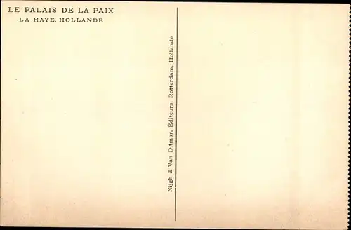 Ak La Haye Den Haag Südholland Niederlande, Le Palais de la Paix, vogelvlucht, Luftaufnahme