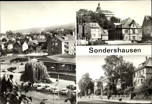 Ak Sondershausen, Blick von der Schönen Aussicht, August-Bebel-Straße, Schloss, Post