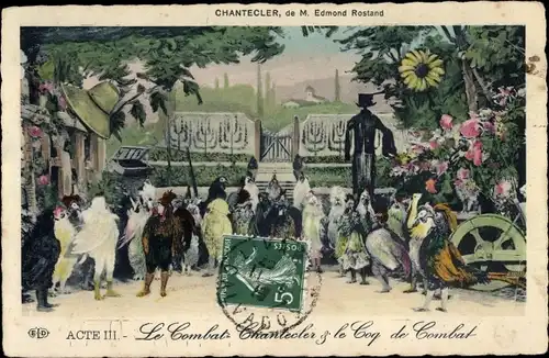 Ak Chantecler Acte III, Le Combat, Theaterszene, Edmond Rostand