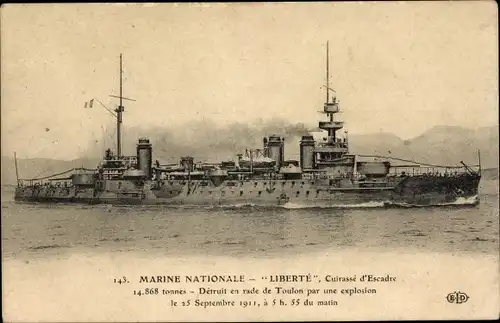 Ak Französisches Kriegsschiff, Liberte, Cuirasse d'Escadre