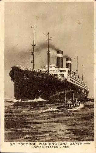 Ak Dampfschiff S. S. George Washington, United States Lines