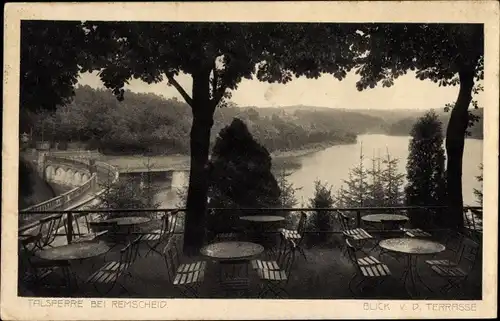 Ak Remscheid im Bergischen Land, Hotel Restaurant Remscheider Talsperre, Blick v.d. Terrasse