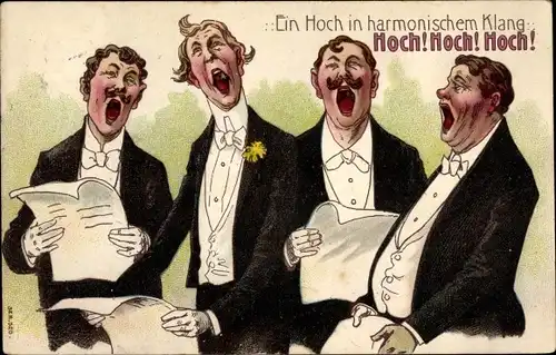 Ak Ein Hoch in harmonischem Klang, vier Sänger, Männer