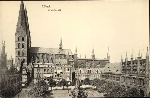 Ak Hansestadt Lübeck, Marktplatz