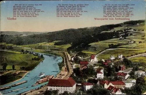 Ak Vlotho an der Weser, Weserpartie vom Amthausberg, Weserlied