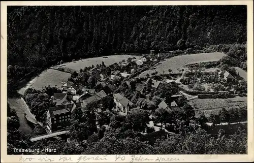 Ak Treseburg Thale im Harz, Blick auf den Ort aus der Vogelschau