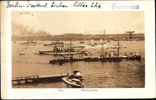 Ak Kiel Schleswig Holstein, Kriegshafen, Kriegsschiffe, Kaiserliche Marine