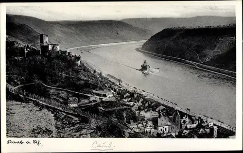 Ak Caub Kaub am Rhein, Panorama, Pfalzgrafenstein