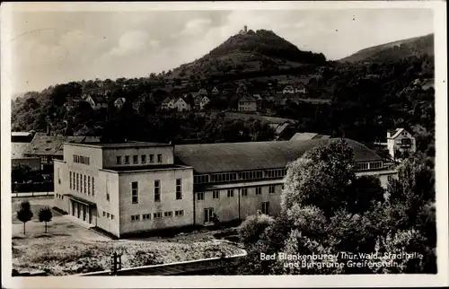 Ak Bad Blankenburg in Thüringen, Stadthalle, Burgruine Greifenstein