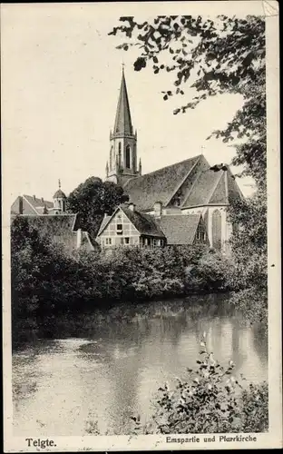 Ak Telgte in Westfalen, Emspartie und Pfarrkirche