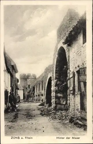 Ak Zons Dormagen am Niederrhein, Hinter der Mauer