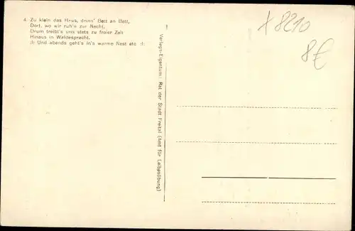 Lied Ak Freital, Wanderheim, Und abends geht's in's warme Nest