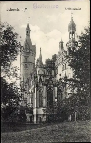 Ak Schwerin in Mecklenburg, Schlosskirche, Außenansicht