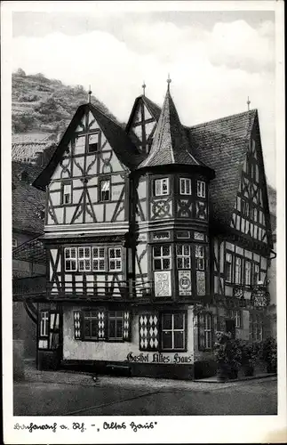 Ak Bacharach am Rhein, Gasthof Altes Haus