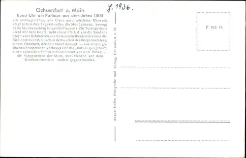 Ak Ochsenfurt am Main Unterfranken, Kunst-Uhr am Rathaus