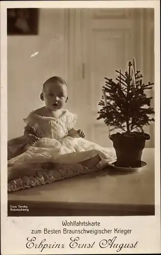 Ak Erbprinz Ernst August von Braunschweig, Kinderportrait, Wohlfahrtskarte, Foto. Dora Tarnke