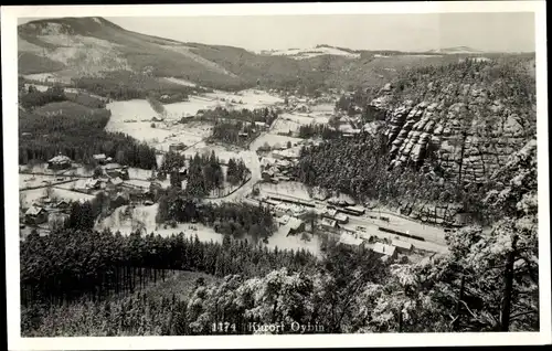 Ak Oybin in der Oberlausitz, Luftbild, Ortsansicht, Panorama