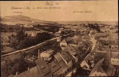 Ak Kamenz in Sachsen, Blick vom Kirchturm, Pulsnitzer Straße, Hutberg