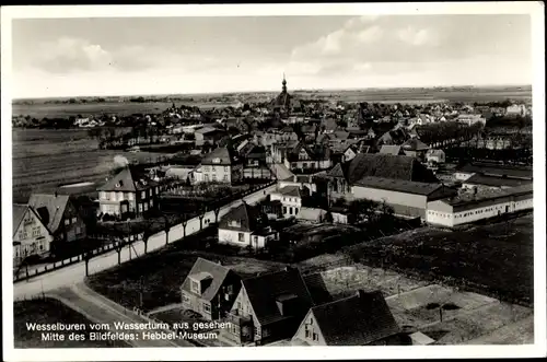 Ak Wesselburen Schleswig Holstein, Ort vom Wasserturm aus gesehen, Hebbel Museum