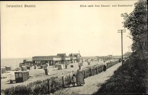 Ak Ostseebad Bansin Heringsdorf auf Usedom, Blick nach dem Damen und Familienbad