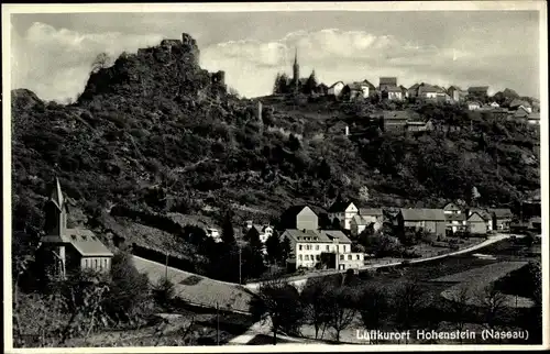Ak Hohenstein im Taunus, Ortsansicht, Panorama, Hotel Burg Hohenstein