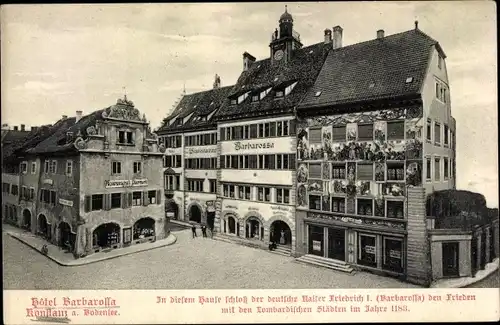 Ak Konstanz am Bodensee, Hotel Barbarossa, Außenansicht