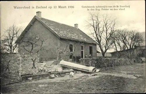 Ak Oud Vossemeer Zeeland Niederlande, Watersnood 12.03.1906