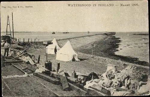 Ak Zeeland Niederlande, Watersnood 1906, Ortsansicht