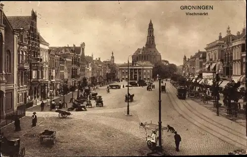 Ak Groningen Niederlande, Vischmarkt