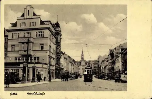 Ak Gera in Thüringen, Heinrichstraße, Straßenbahn