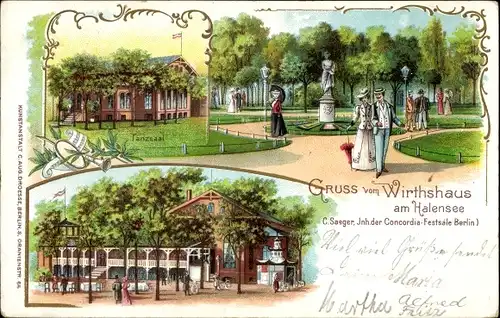 Litho Berlin Wilmersdorf Halensee, Wirtshaus am Halensee