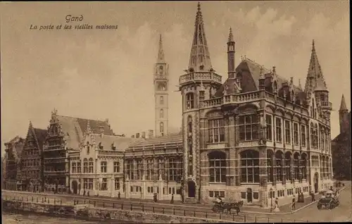 Ak Gand Gent Ostflandern, La poste et les vieilles maisons