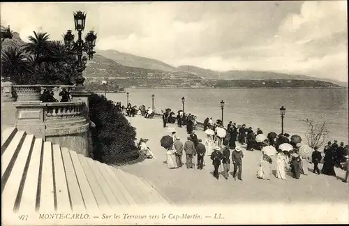 Ak Monte Carlo Monaco, Sur les Terrasses vers le Cap Martin