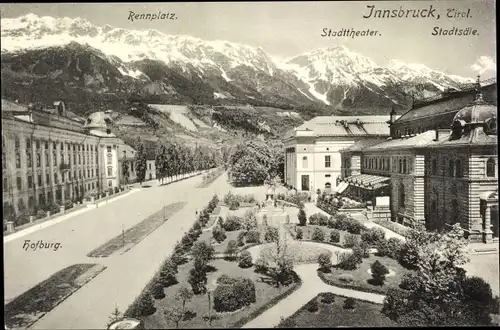 Ak Innsbruck in Tirol, Hofburg, Rennplatz, Stadttheater, Stadtsäle