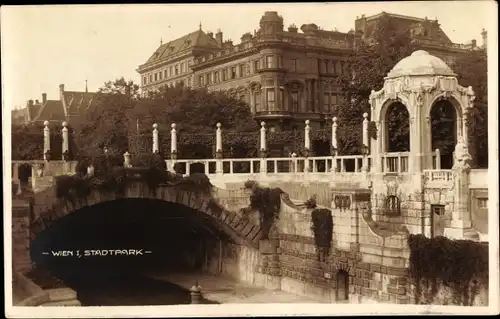 Foto Ak Wien 1 Innere Stadt, Stadtpark, Wienflussportal