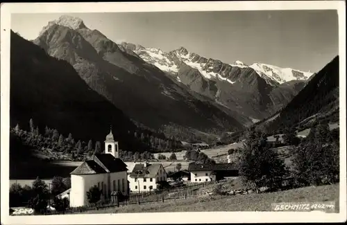 Ak Gschnitz in Tirol, Ort, Kirche, Berge