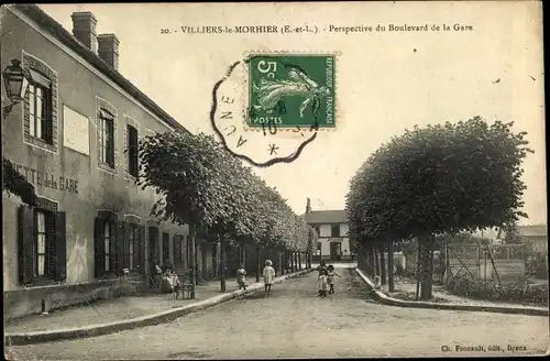 Ak Villiers le Morhier Eure et Loir, Boulevard de la Gare