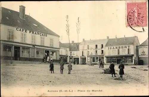 Ak Auneau Eure et Loir, Place du Marché, Café Francais