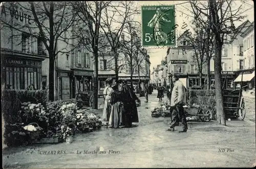 Ak Chartres Eure et Loir, Le Marché aux Fleurs