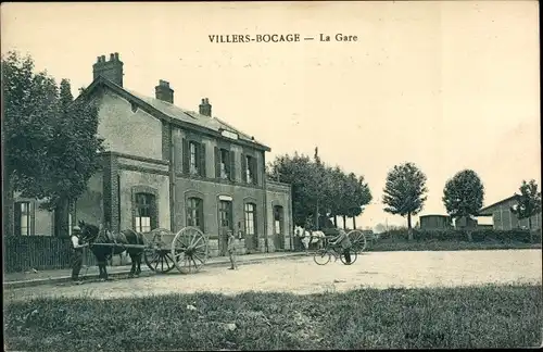 Ak Villers Bocage Calvados, La Gare